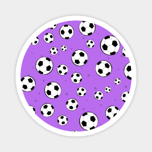 Football / Soccer Ball Seamless Pattern - Purple Background Magnet